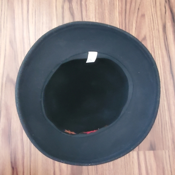 Arlin Wool Hat Black Floral Ribbon And Bead Accents - Picture 9 of 11